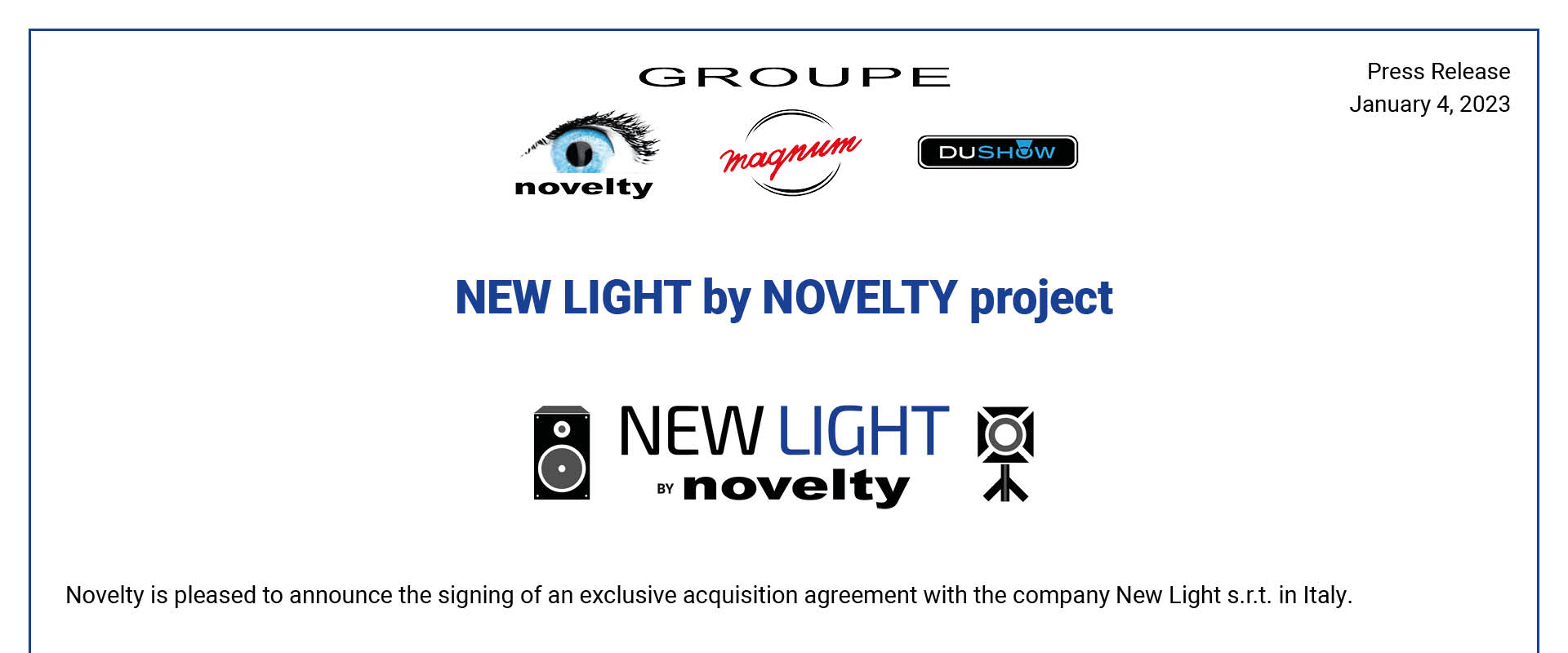 Visuel New Light by Novelty Project